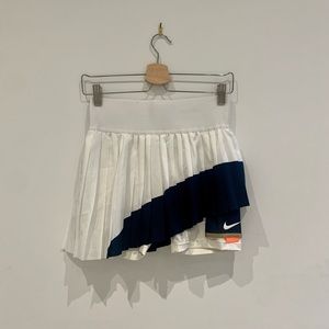 Asymmetric Navy and White Nike Pleated Tennis Skirt, Size Small